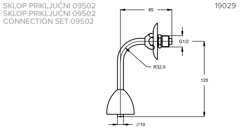 Sklop priključni za pisoar Unitas 19029