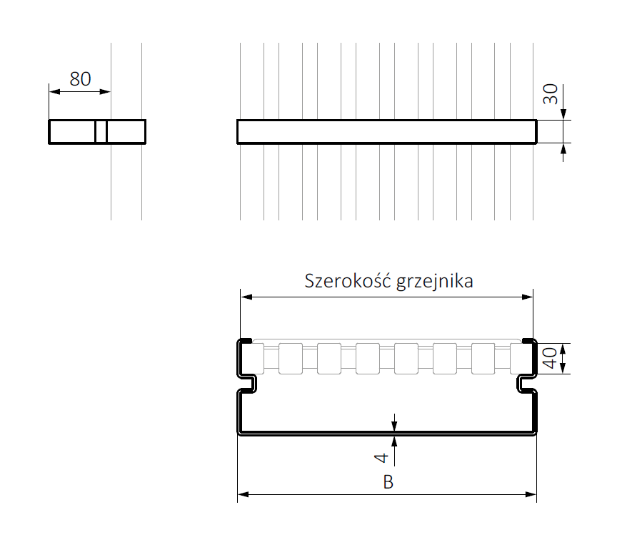 Triga držalo BELT - dimenzije