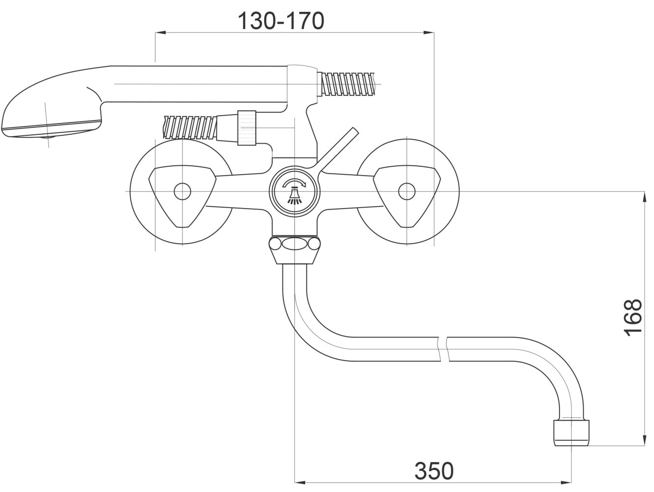 Armatura za kad in umivalnik Unitas Classic 05355 - izliv 350mm