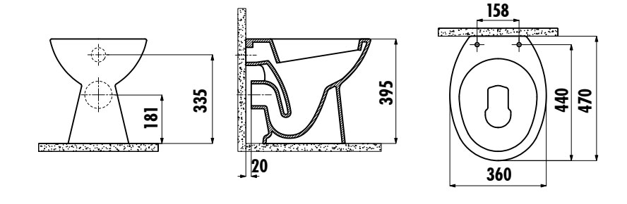 Creavit wc školjka, talna baltik