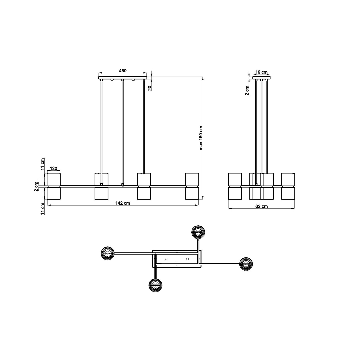 Thoro Lighting Obesna svetilka KUKKIA črna