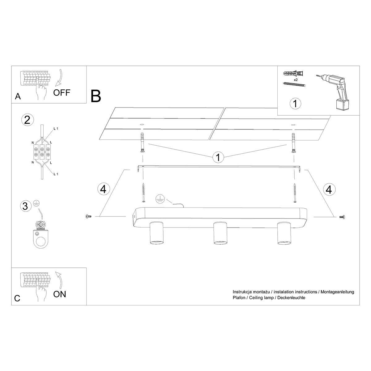 Stropna svetilka TAVO 3
