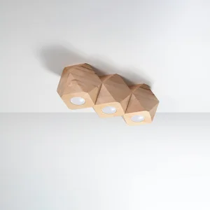 Stropna svetilka WOODY 3 iz naravnega lesa