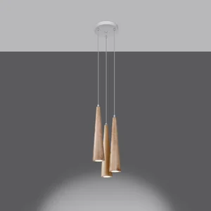 Obesna svetilka SULA 3P iz naravnega lesa