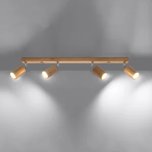 Stropna svetilka BERG 4 naravni les