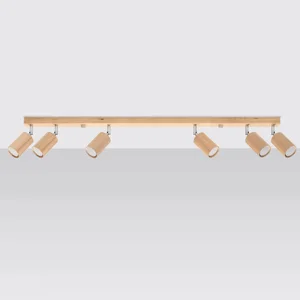 Stropna svetilka BERG 6 iz naravnega lesa