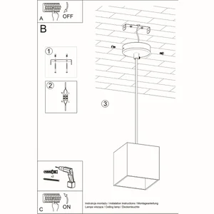 Obesna svetilka QUAD 1 siva (10x10x110cm)