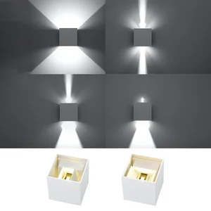Stenska svetilka LUCA bela LED IP54 (10x10x10cm)