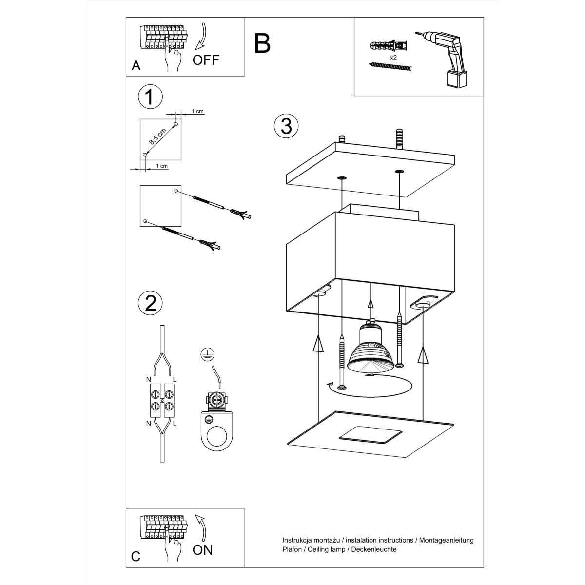 Stropna svetilka MONO 1 bela (14x14x11cm)