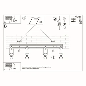 Stropna svetilka RING 4L črna (80x6x16cm)
