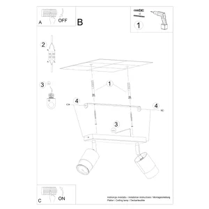 Stropna svetilka NERO 2 črna/krom (30x5x18cm)