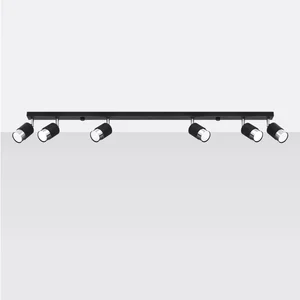 Stropna svetilka NERO 6 črna/krom (117x5x18cm)