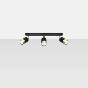 Stropna svetilka NERO 3 črna/zlata (45x5x18cm)
