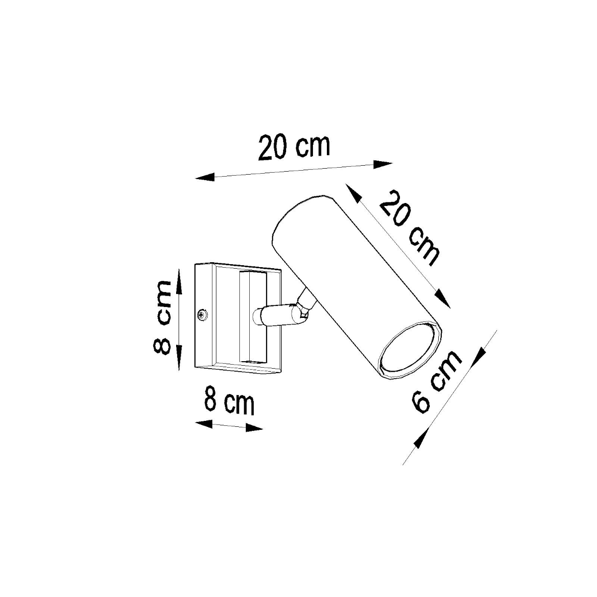 Stenska svetilka DIREZIONE bela (8x8x20cm)