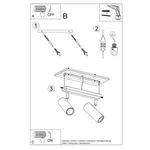 Stropna svetilka DIREZIONE 2 črna (30x6x20cm)