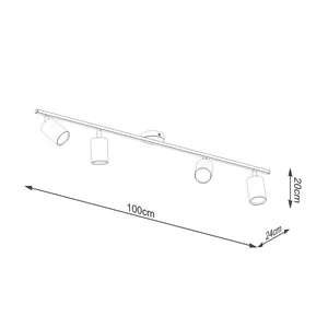 Stropna svetilka LEMMI 4L bela (100x24x20cm)