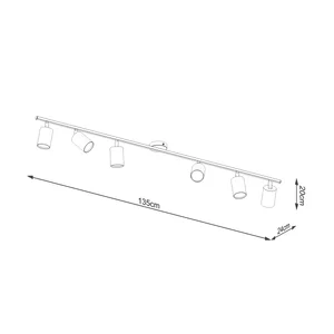 Stropna svetilka LEMMI 6L bela (135x24x20cm)