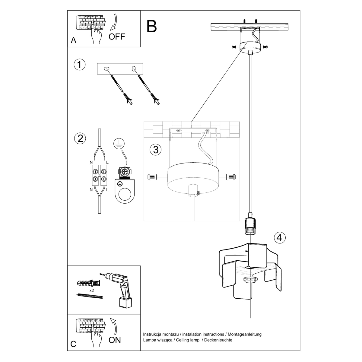 Obesna svetilka TULIP bela (24x24x110cm)