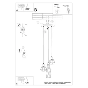 Obesna svetilka SUBA 3P črna (38x38x120cm)