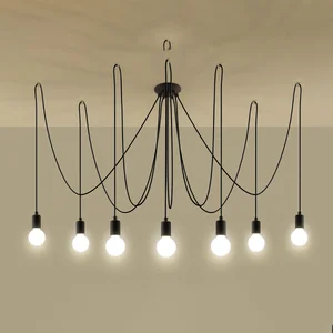 Lestenec EDISON 7 črn (300x300x150cm)