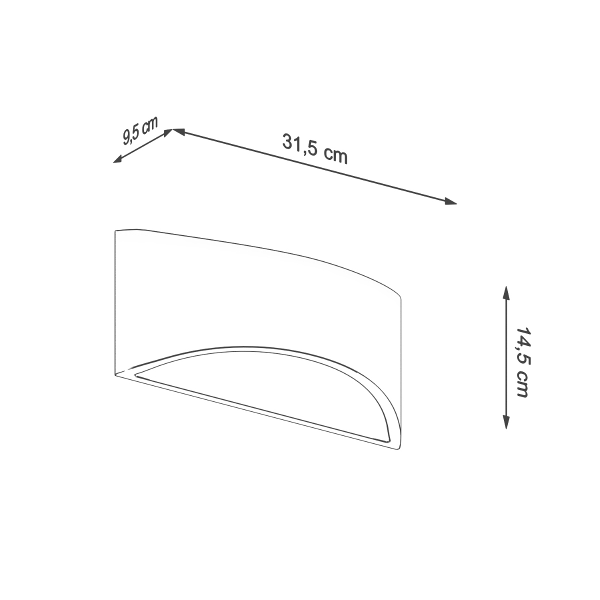 Lakirana stenska svetilka VIXEN beli sijaj (31.5x9.5x14.5cm)