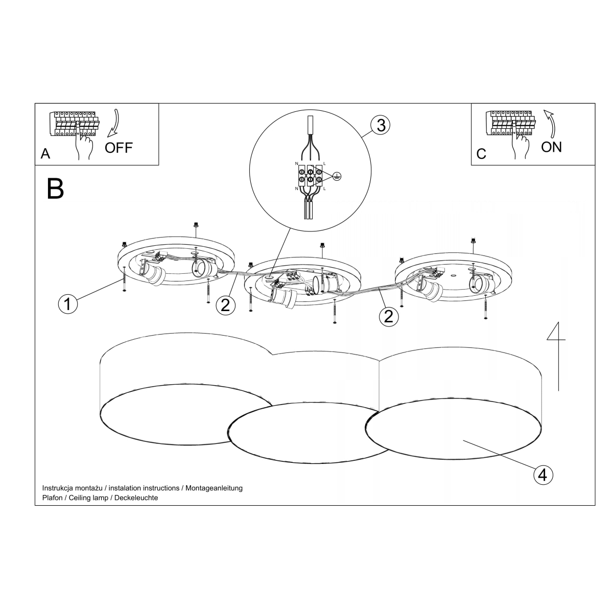 Stropna svetilka CIRCLE 3A bela (91x35x11.5cm)