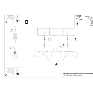 Stropna svetilka YOLI 4 črna (88x12x14.5cm)