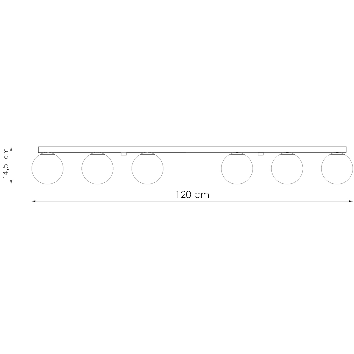 Stropna svetilka YOLI 6 črna (120x12x14.5cm)