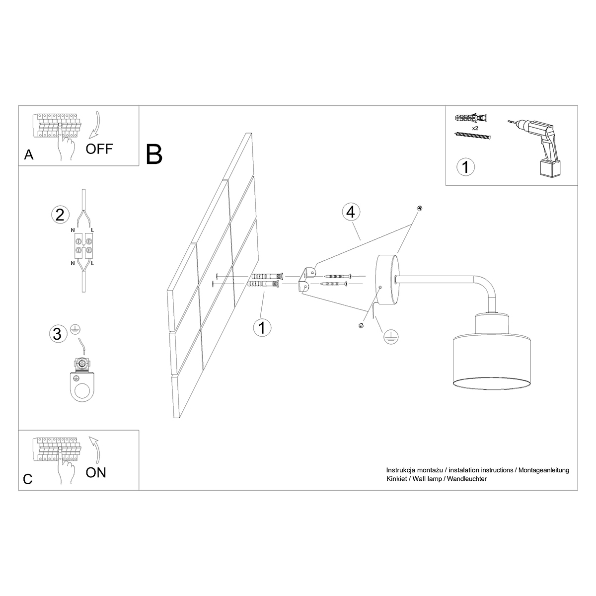 Stenska svetilka SAVAR 1 črna (22x20x20cm)