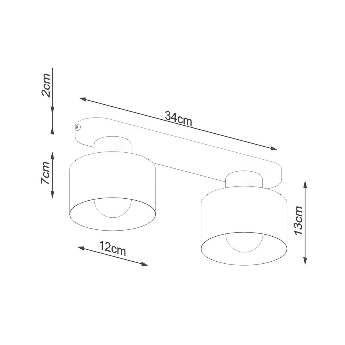 Stropna svetilka SAVAR 2 črna (34x12x13cm)