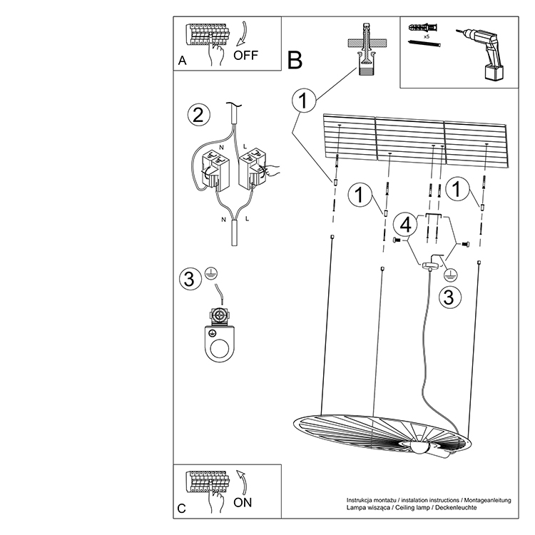 Obesna svetilka LEHDET bela (110x80x150cm)