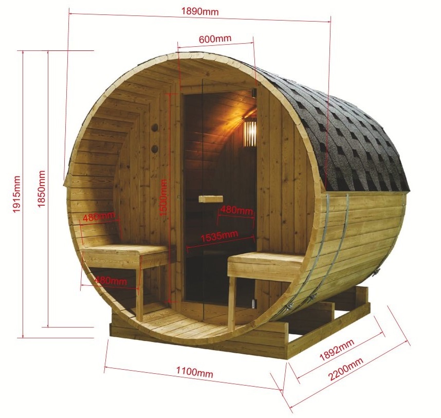 Zunanja finska savna Sanotechnik Bergen, dimenzije