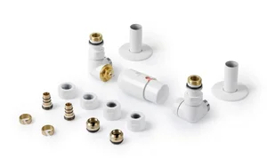 Set Terma DESIGN radiatorskih ventilov AllInOne, 3-osni term., kotna LEVA izvedba, bela