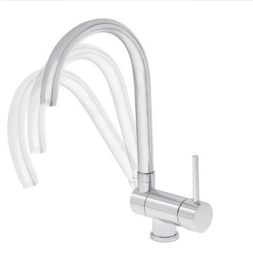 Armatura za kuhinjo Unitas Fresh 01137 - za pretočni grelnik s kotnimi ventili, pregibni J-izliv 200mm