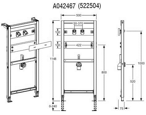 MEPA Varivit montažni okvir za umivalnik BH120, stenska armatura