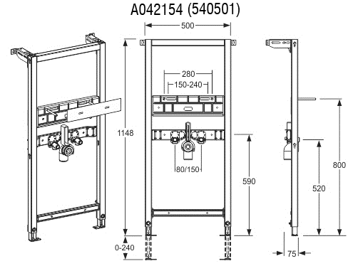 MEPA Varivit montažni okvir za umivalnik BH120, stoječa armatura