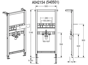 MEPA Varivit montažni okvir za umivalnik BH120, stoječa armatura