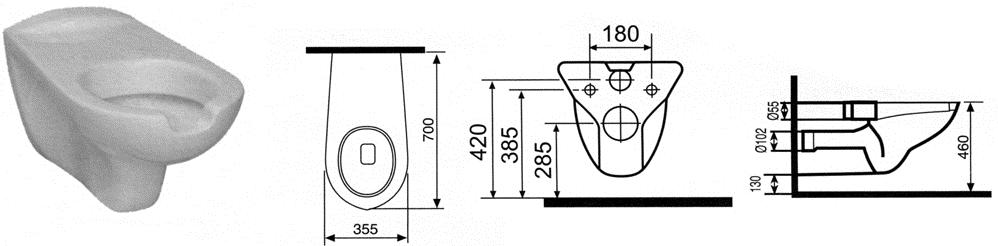 Bocchi keramika - SLIM WC školjka invalidska viseča