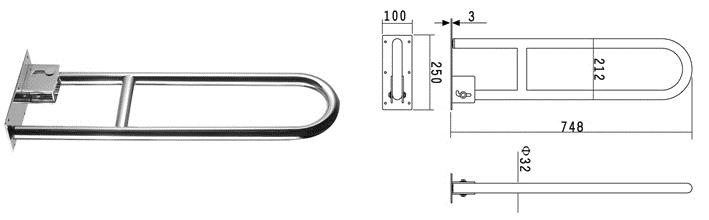 Varnostno držalo Astra - dvižno 748x212mm