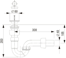 Sifon za umivalnik LIV art. 5-154, enojni
