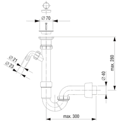 Sifon za pomivalno korito LIV art. 5-150, enojni