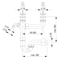 Sifon za pomivalno korito LIV art. 5-148, dvojni
