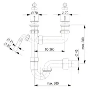 Sifon za pomivalno korito LIV art. 5-148, dvojni