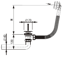Sifon za kopalno kad LIV art. 5-197, ravni