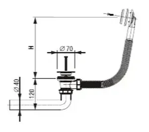 Sifon za kopalno kad LIV art. 5-197, ravni