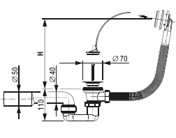 Sifon za kopalno kad LIV art. 5-116-020, s krivino