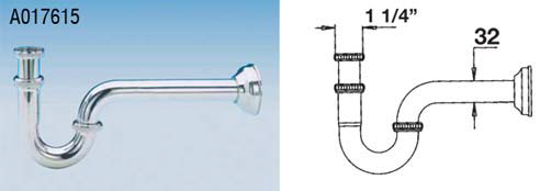 Sifon Ghidini za umivalnik, spodnji del 31,8mm (5/4), crom