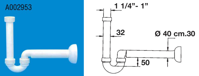Sifon Ghidini za bide, spodnji del 31,8mm (5/4), pvc