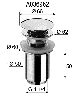 Sifon Remer za bide ali umivalnik, zgornji del klik sistem