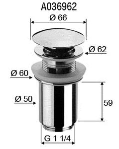 Sifon Remer za bide ali umivalnik, zgornji del klik sistem